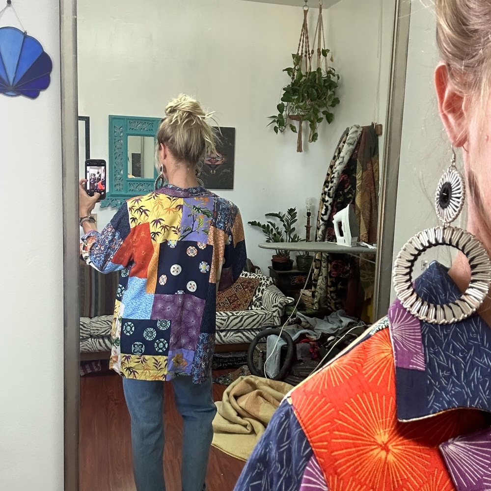 Vintage Patchwork Print Over-Shirt - image 6